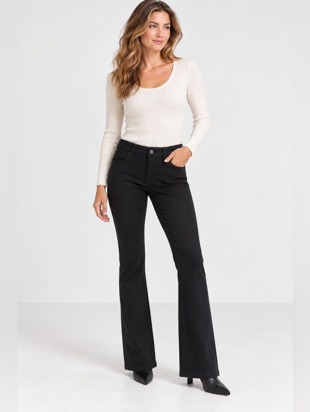 7 For All Mankind Black Stretch Ponte Bootcut Pants Women's Size 29 USA